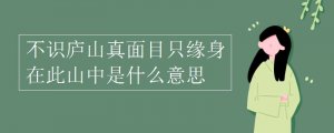 不识庐山真面目只缘身在此山中的意思