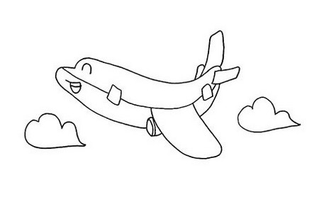 卡通飞机简笔画画法步骤图片