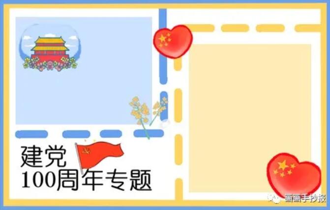 建党100周年生日手抄报模板图片