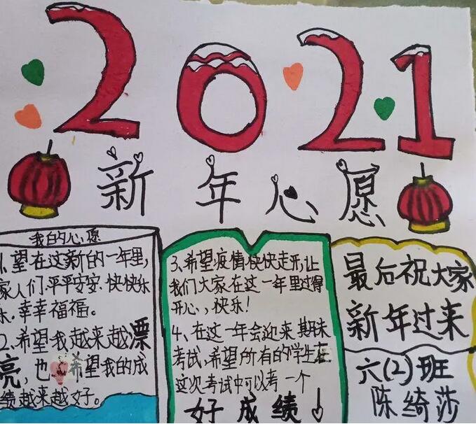 2021牛年新年快乐手抄报图片