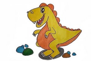 恐龙简笔画图片彩色可爱