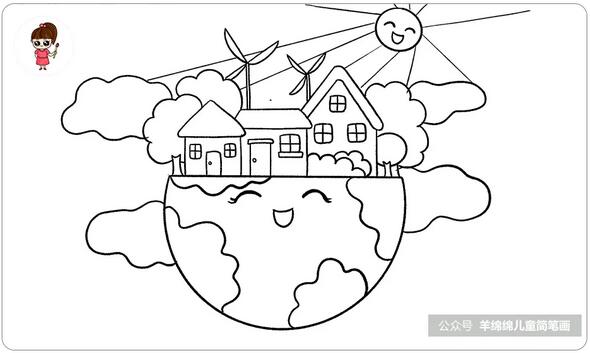 世界地球日，画环保主题儿童画