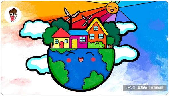 世界地球日，画环保主题儿童画