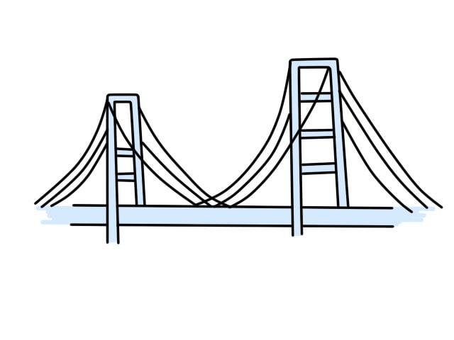 斜拉桥简笔画步骤图片简单