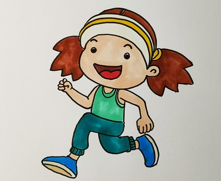 跑步的小女孩简笔画