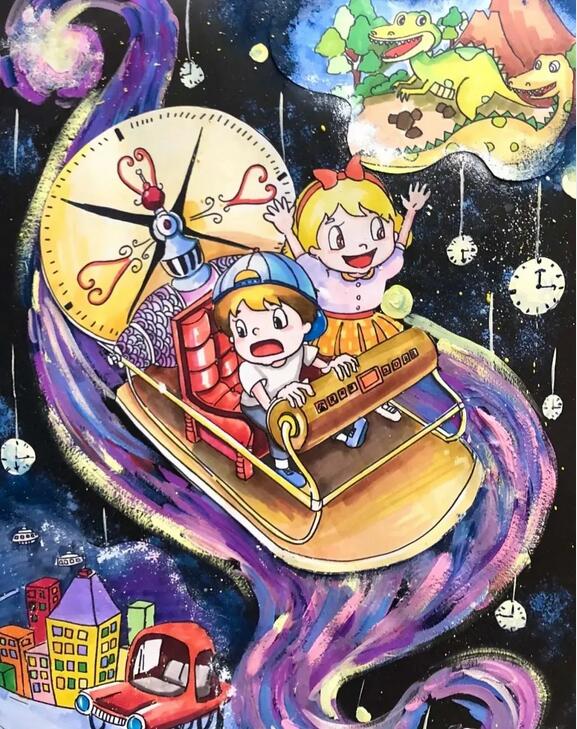 科幻宇宙飞船儿童绘画