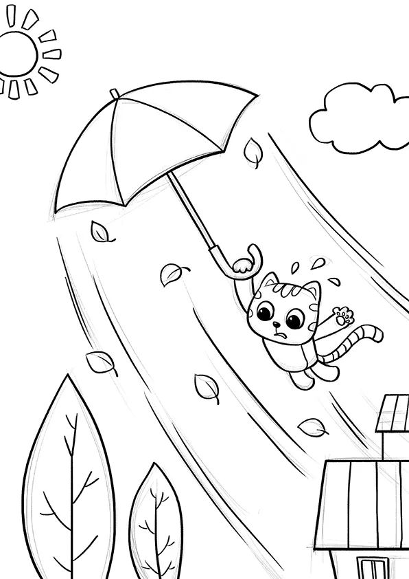 趣味儿童卡通风格画《会飞的猫？》
