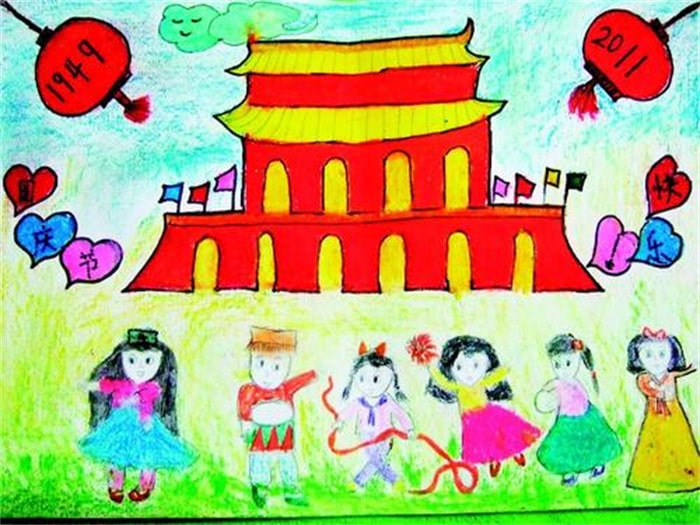 北京天安门图画儿童画