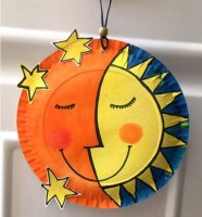 手工小制作：纸盘太阳和月亮