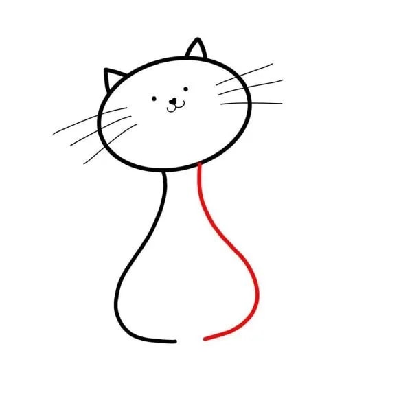 一只可爱的小猫简笔画画法步骤