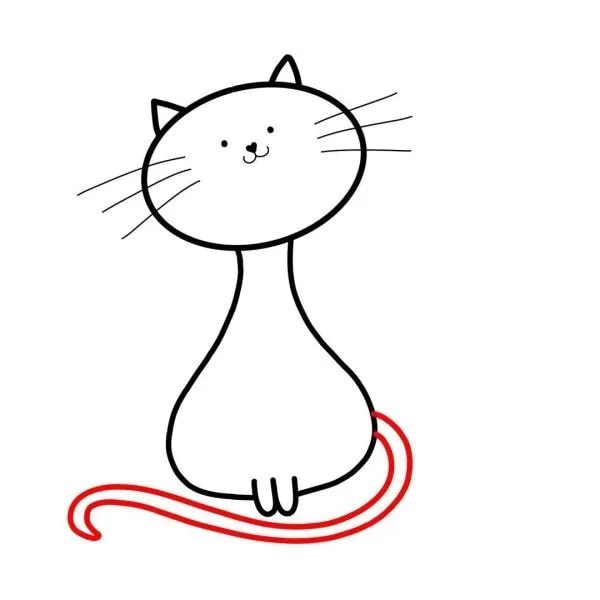 一只可爱的小猫简笔画画法步骤
