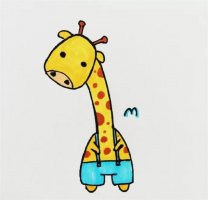 卡通可爱的长颈鹿简笔画步骤图片