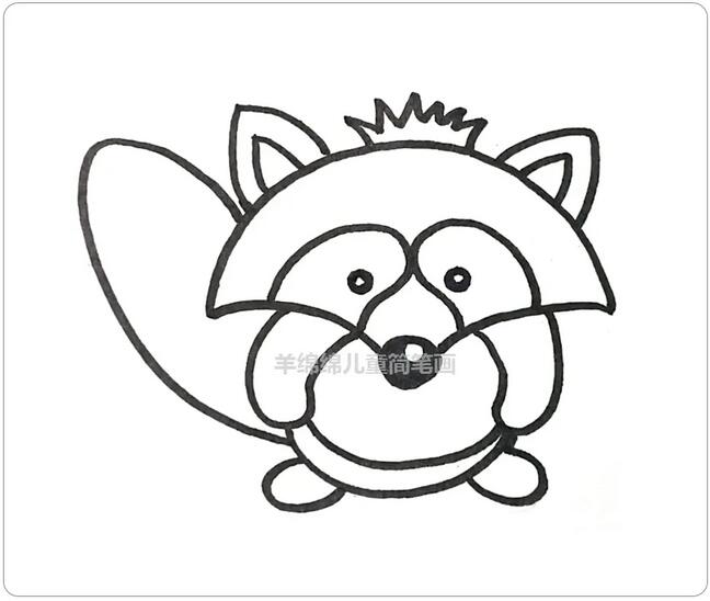 小浣熊简笔画，学会两个特征就会画的很像