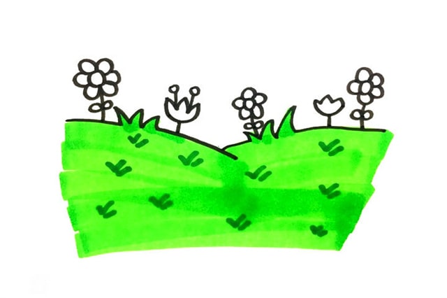 幼儿园风景简笔画 草地的画法