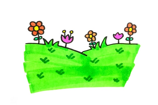 幼儿园风景简笔画 草地的画法