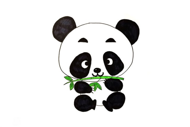 抱竹子的大熊猫简笔画怎么画
