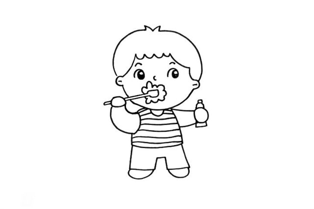 刷牙的小男孩简笔画怎么画