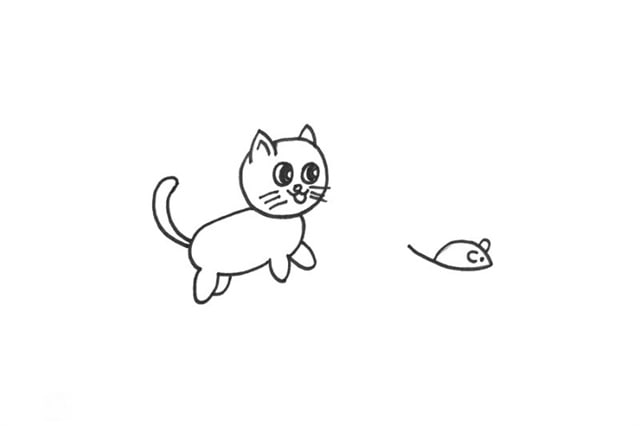 猫抓老鼠简笔画怎么画教程