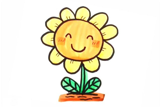 可爱的向日葵简笔画画法步骤图片