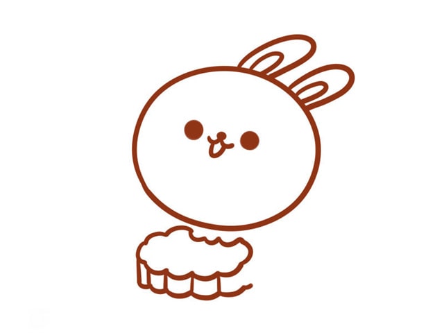 中秋节兔子月饼简笔画 月饼节快乐