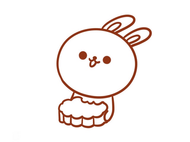 中秋节兔子月饼简笔画 月饼节快乐