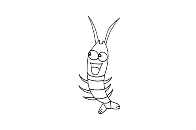 开心的小龙虾简笔画步骤图片