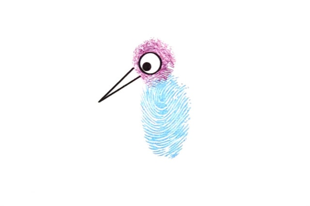 啄木鸟手指画 幼儿早教绘画
