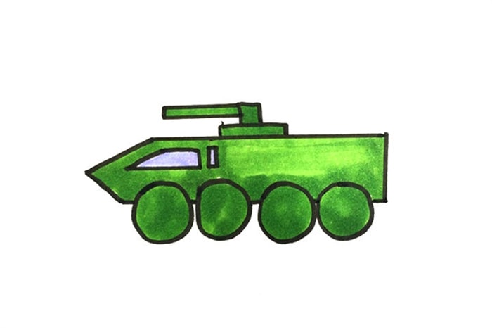 装甲车简笔画的画法图片