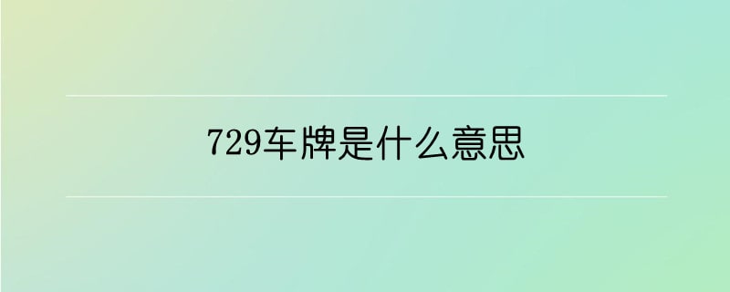 729车牌是什么意思