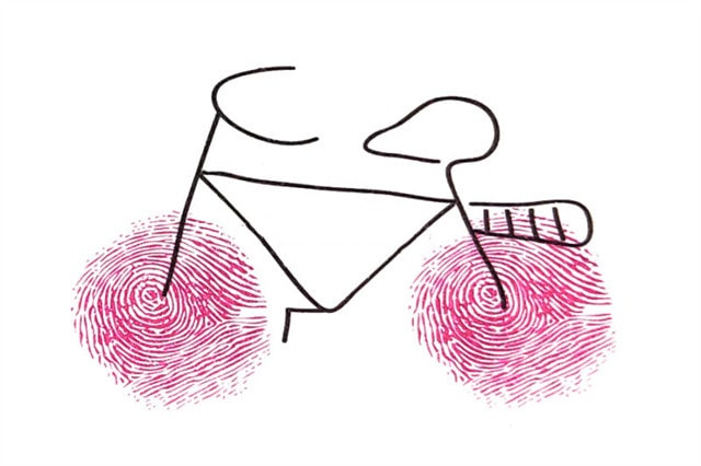自行车手指画画法步骤