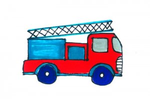 消防车简笔画画法步骤图片