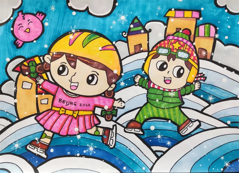 2022年北京冬奥会绘画儿童画