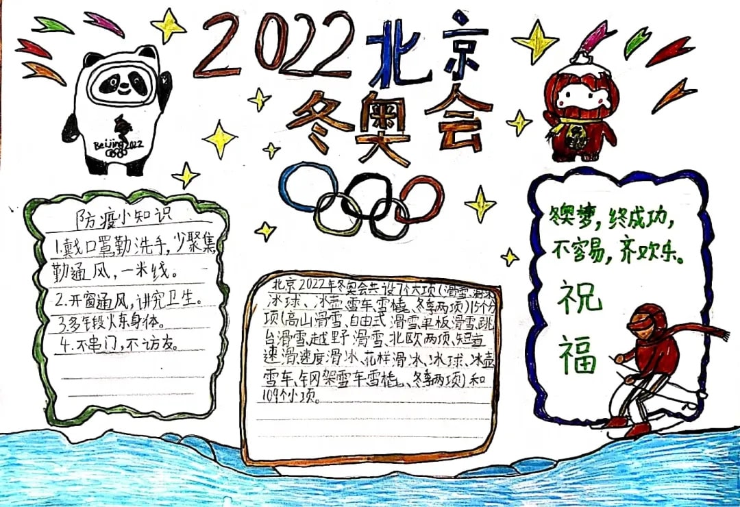 2022年北京冬奥会手抄报绘画图片