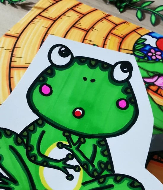 井底之蛙儿童绘画图片