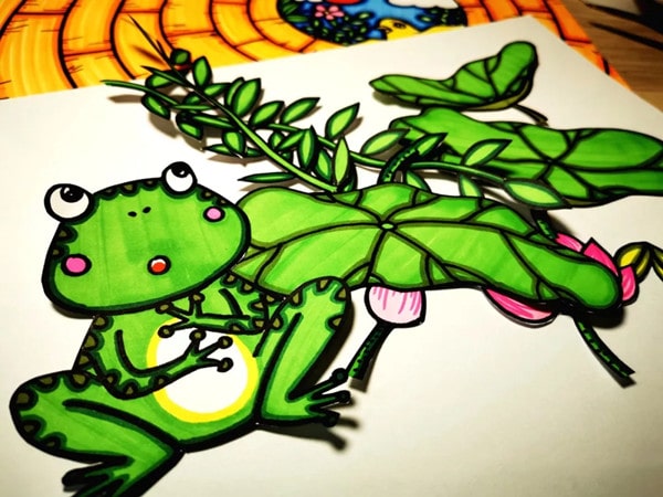 井底之蛙儿童绘画图片
