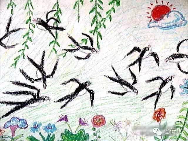 儿童画春天的景色画图片