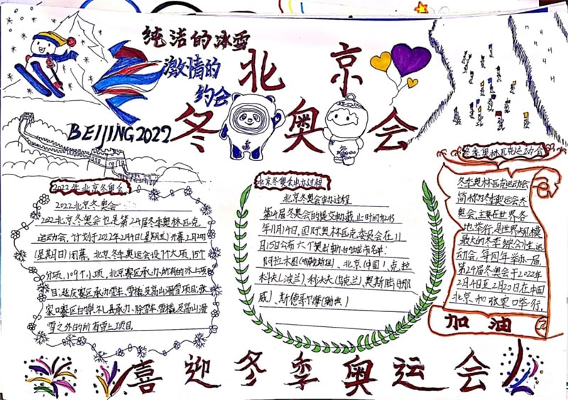 六年级北京冬奥会手抄报图片