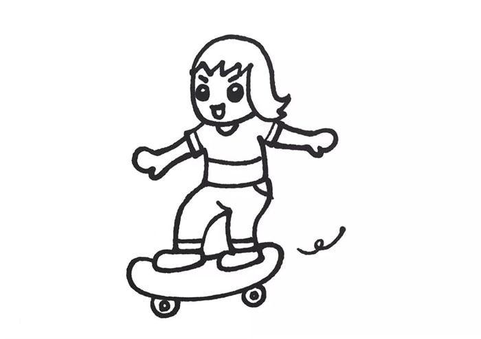 小男孩玩滑板简笔画教程图片