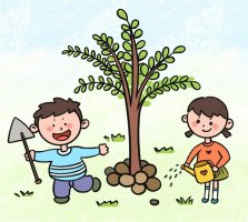 小学生植树节的儿童简笔画怎么画