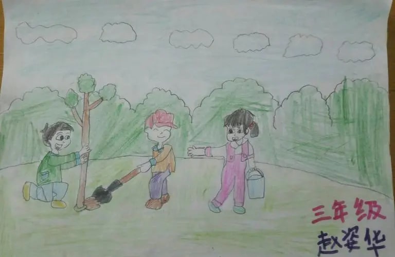 小学生植树节儿童画