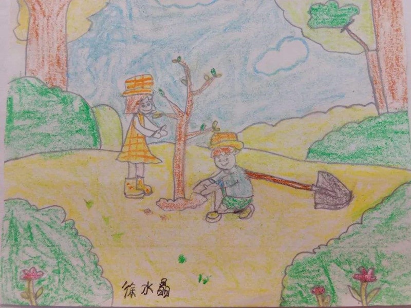 小学生植树节儿童画