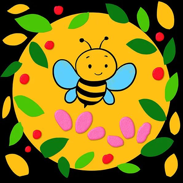 儿童卡纸贴画《可爱的小蜜蜂》