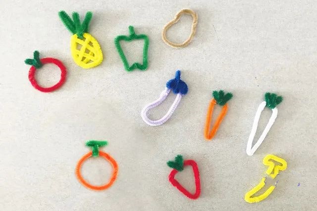 毛根条做水果蔬菜玩具玩购物小游戏