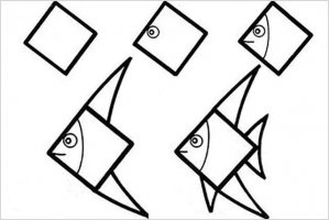 6种创意几何图形画鱼