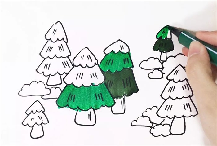 松树林儿童简笔画教程图片