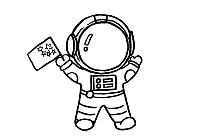 宇航员简笔画步骤彩色图片