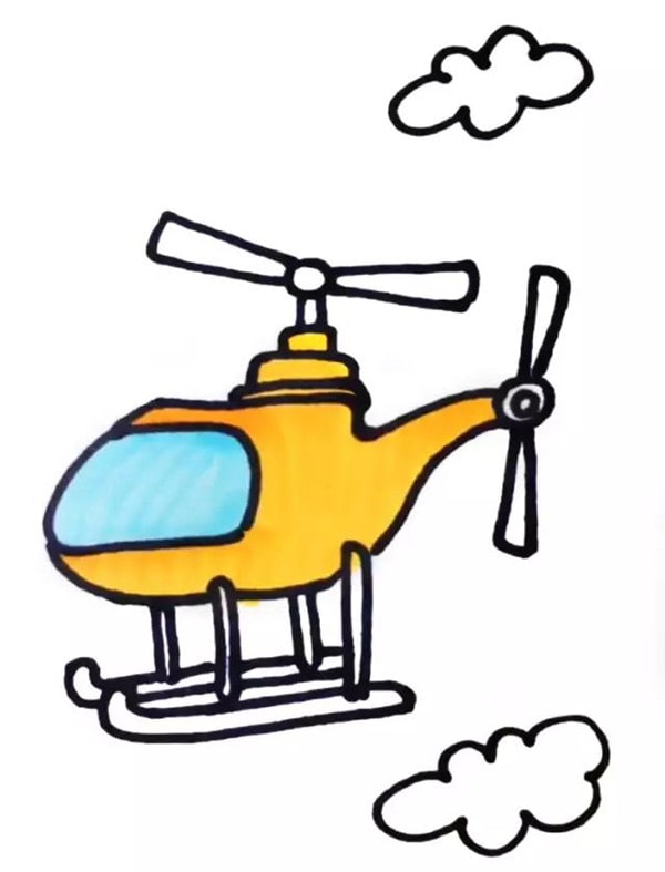 直升飞机简笔画怎么画彩色图片