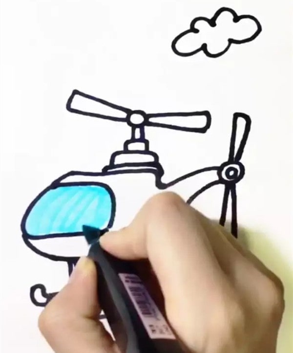 直升飞机简笔画怎么画彩色图片