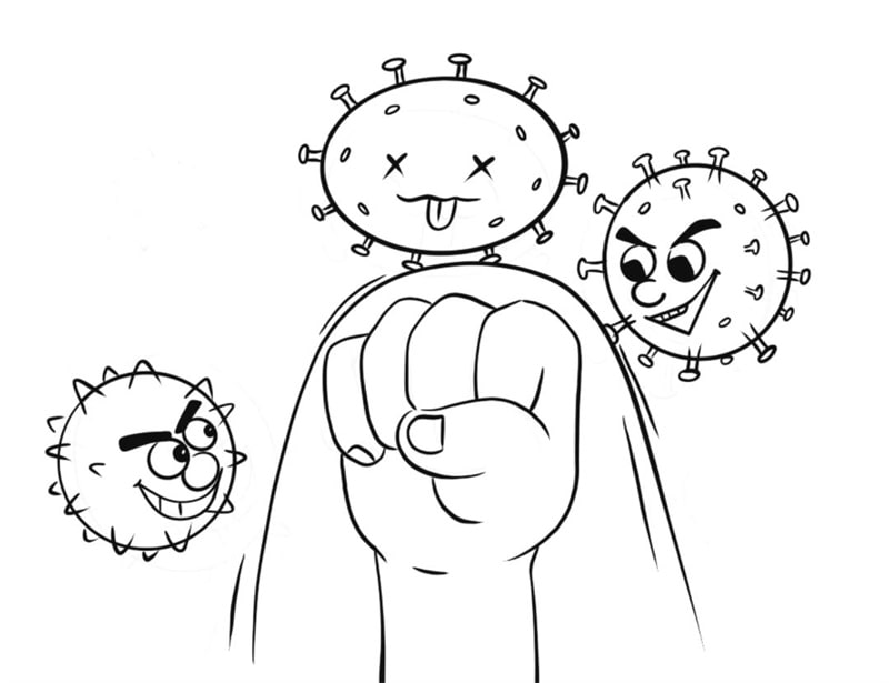 关于打败新冠病毒的简笔画怎么画