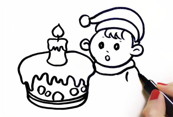小宝贝过生日蛋糕儿童简笔画